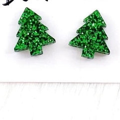 Christmas Tree Glittery Earringsi