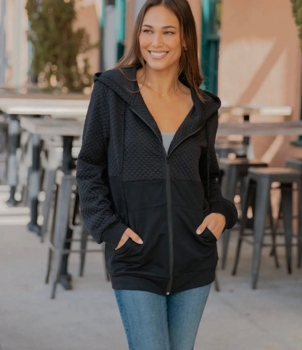 Quilted Hooded Zip Up Jacket