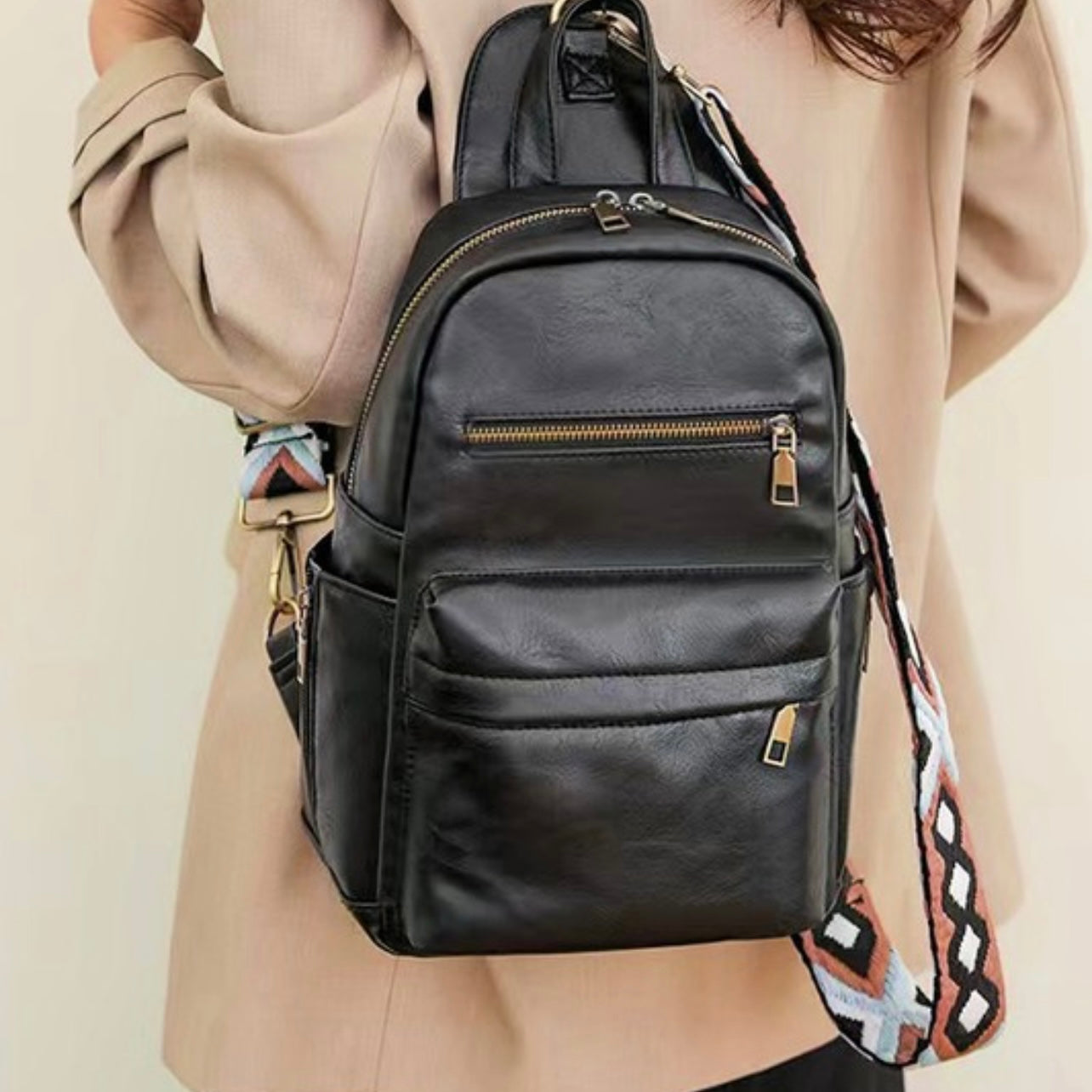 Luna Convertible Leather Sling Backpack Bag