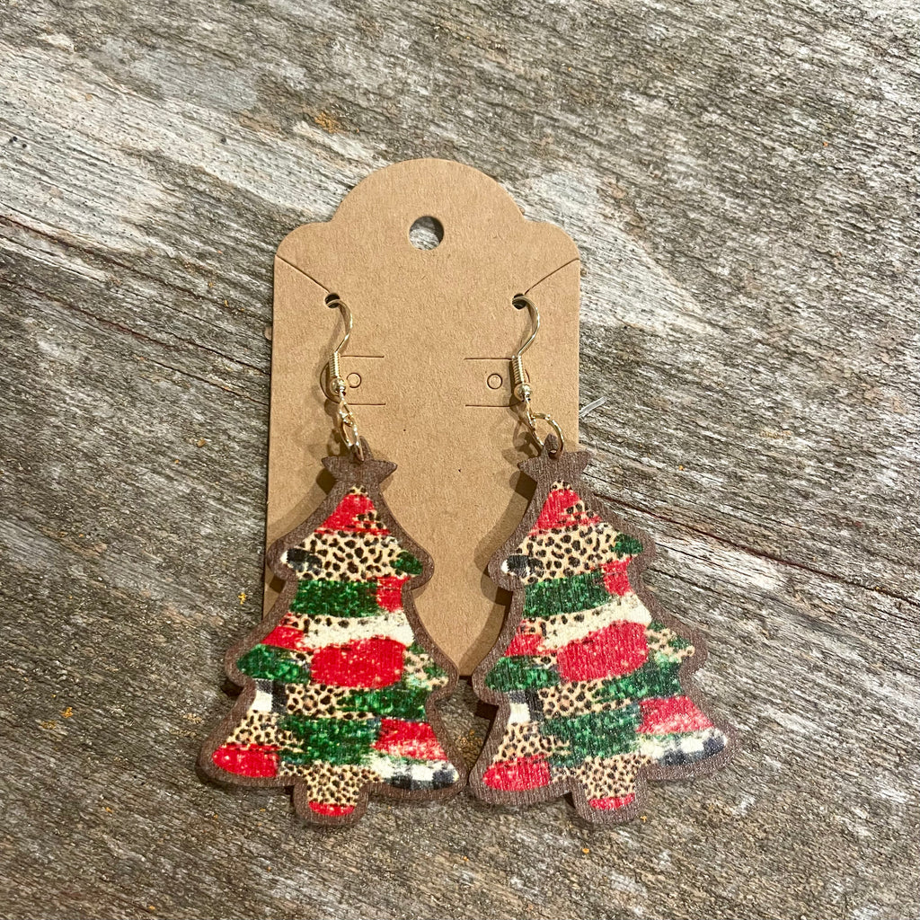 Wooden Christmas Earrings