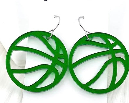 Acrylic Basketball Dangly Earrings