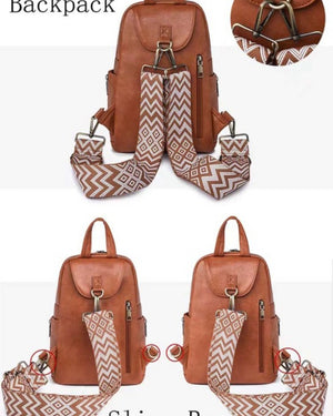 Luna Convertible Leather Sling Backpack Bag
