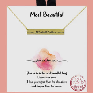 Gold Bar Mama Necklace