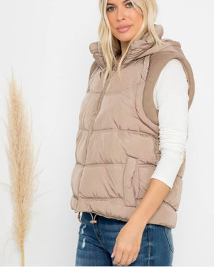 Sweater Ribbed Puffer Vest