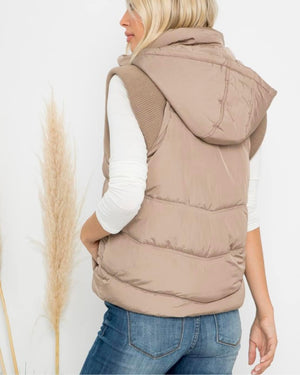 Sweater Ribbed Puffer Vest