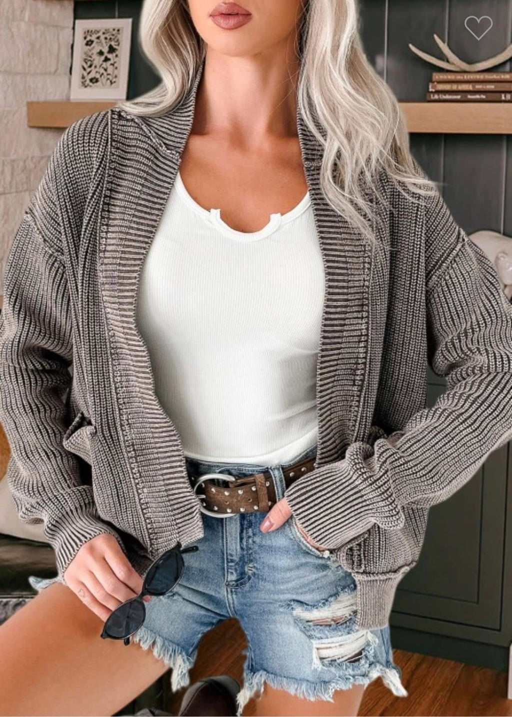 Mineral Wash Brown Cardigan