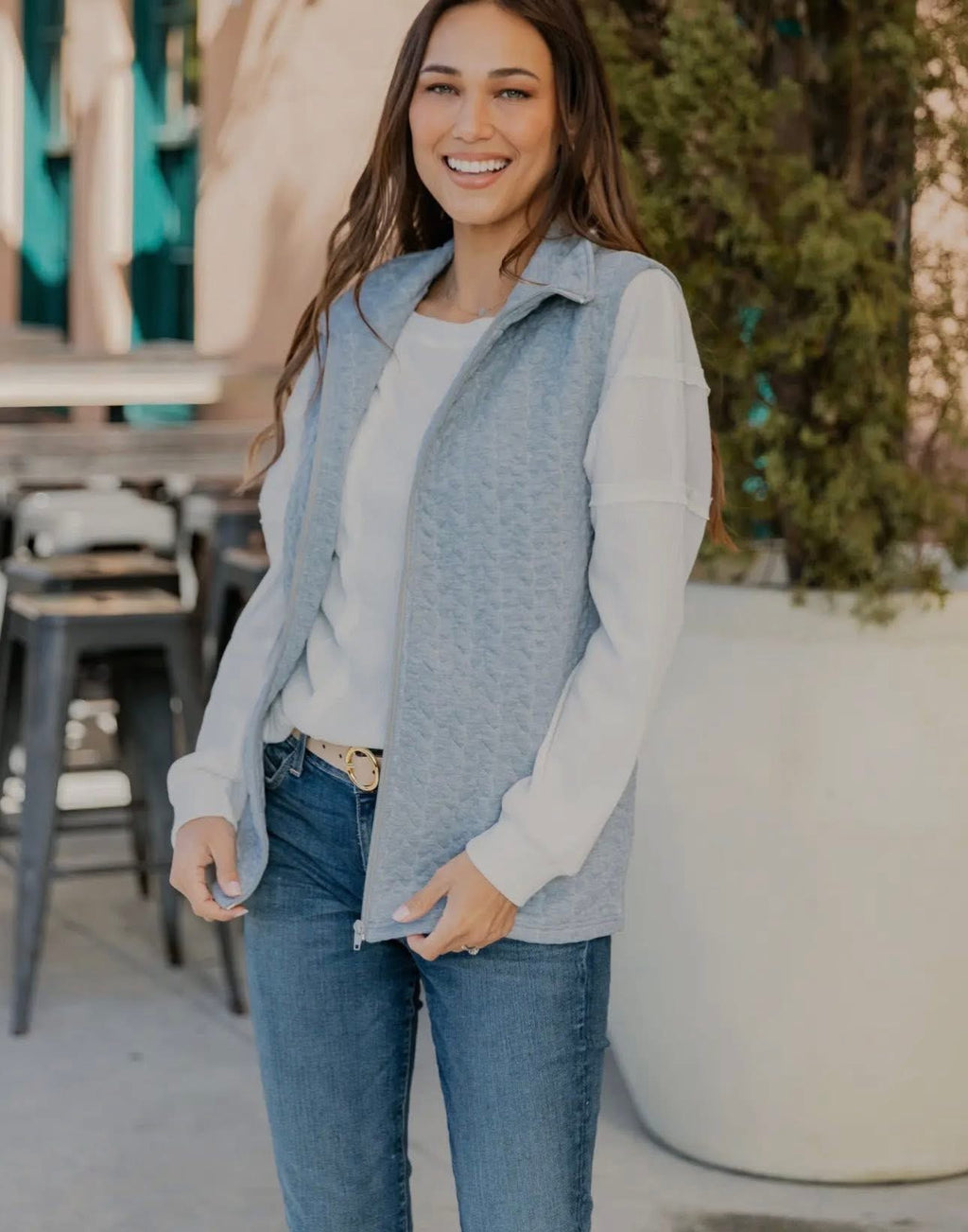 Gray Zip Up Fleece Vest
