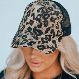 Leopard Ponytail Hat