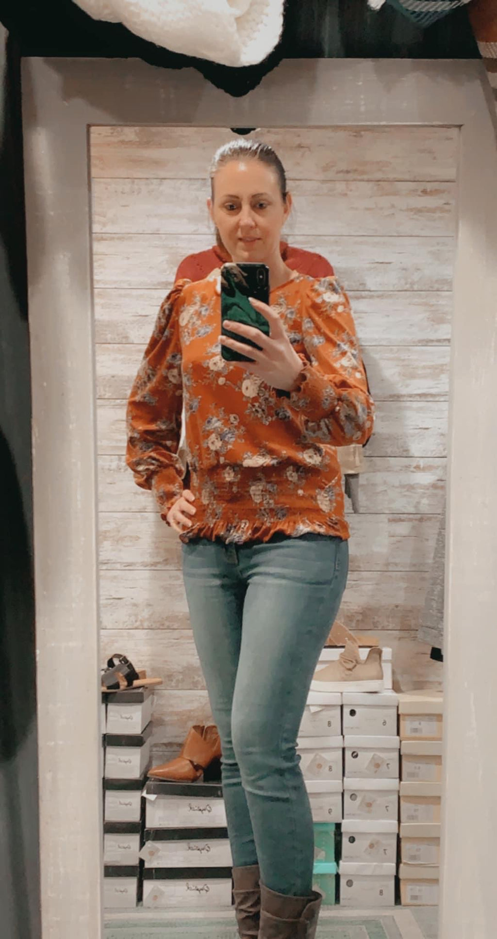 Carmelo Rust Floral Top