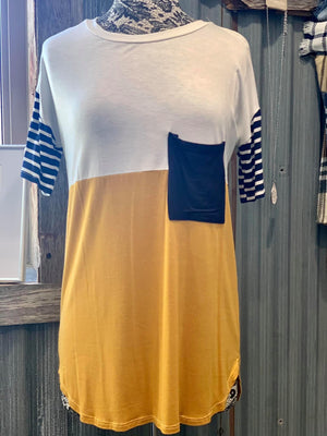 Mustard Color Block Top