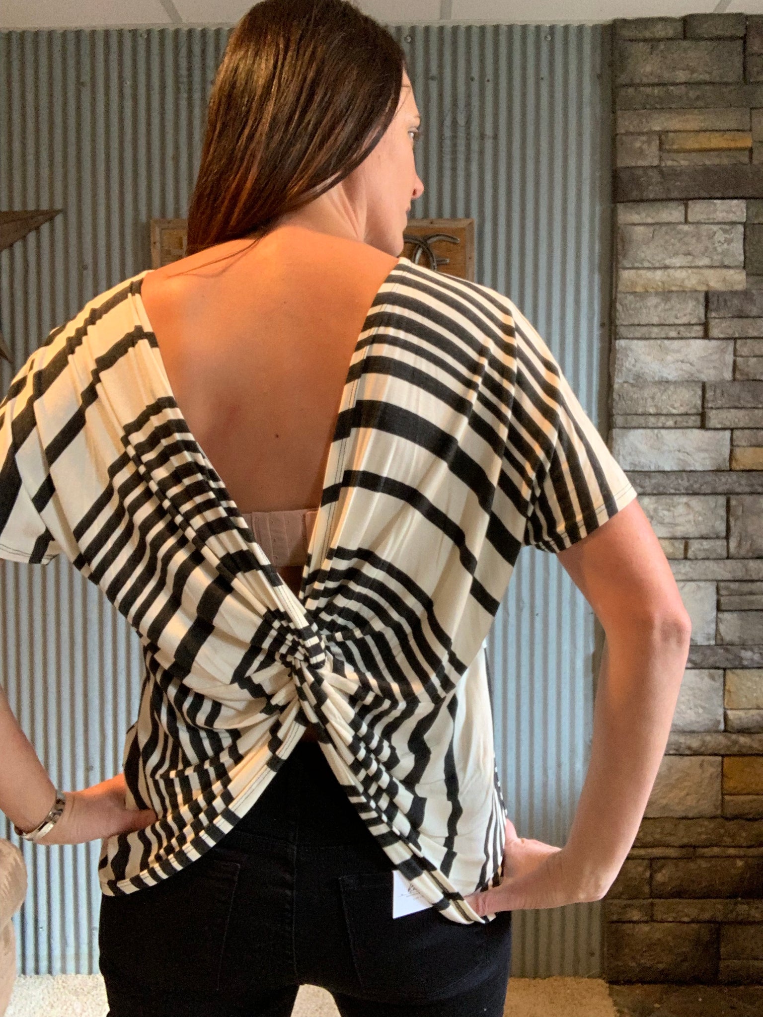 Black & White Twist Back Top