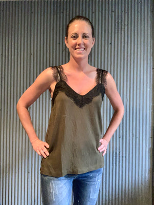 Olive & Lace Eyelash Tank